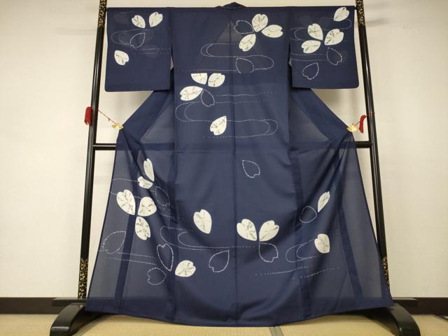 平和屋着物＊夏物 訪問着 紗 舞花文 洗える着物 未使用 AABD3282jd