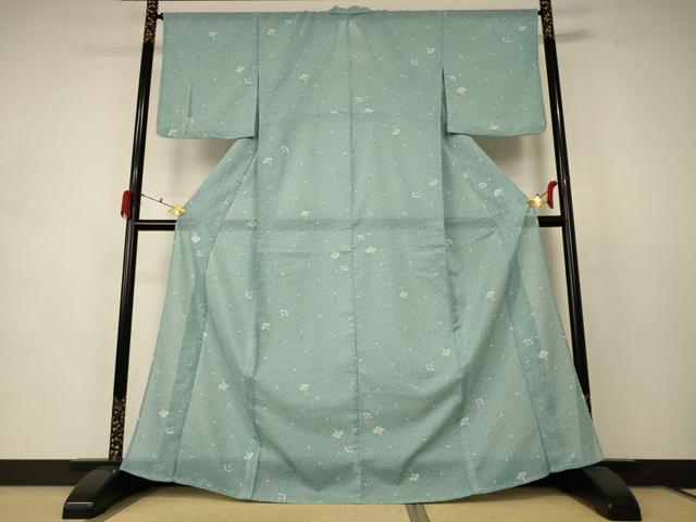 平和屋着物＊夏物 小紋 絽 舞花文 洗える着物 AABD3285jd