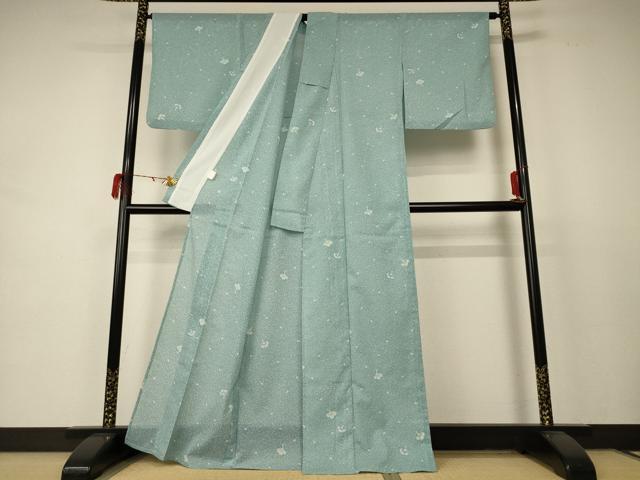 平和屋着物＊夏物 小紋 絽 舞花文 洗える着物 AABD3285jd
