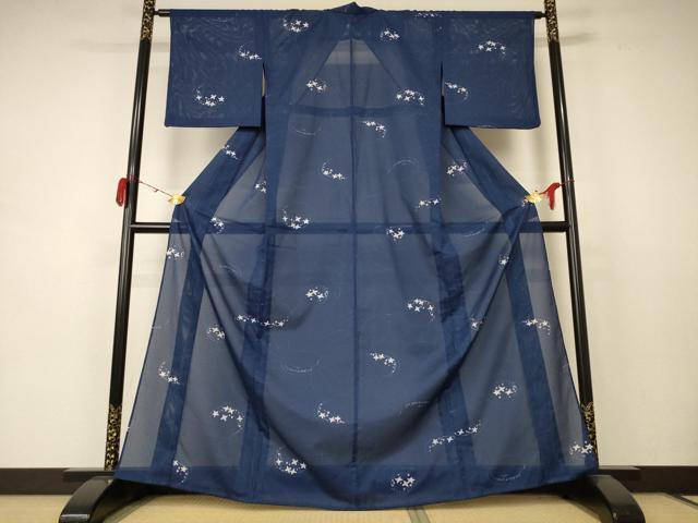 平和屋着物＊夏物 小紋 絽 舞花文 洗える着物 AABD3290jd