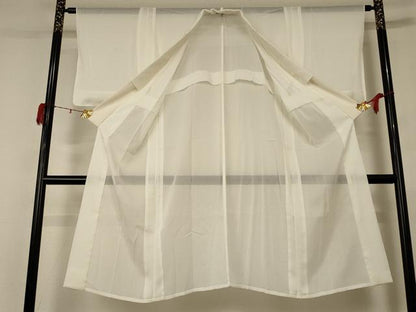 平和屋着物＊夏物 長襦袢 絽 象牙色 半衿刺繍 洗える着物 AABD3292jd