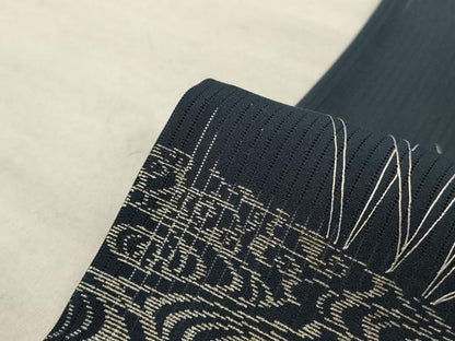 平和屋着物＊夏物 訪問着 縦絽 刺繍 草花文 銀糸 銀彩 正絹 逸品 AABD3294jd