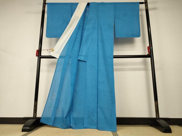 平和屋着物＊夏物 小紋 絽 舞葉文 正絹 逸品 AABD3295jd