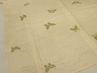 平和屋着物＊夏物　小紋　絽　雲取り舞蝶文　正絹　逸品　AABD3298jd