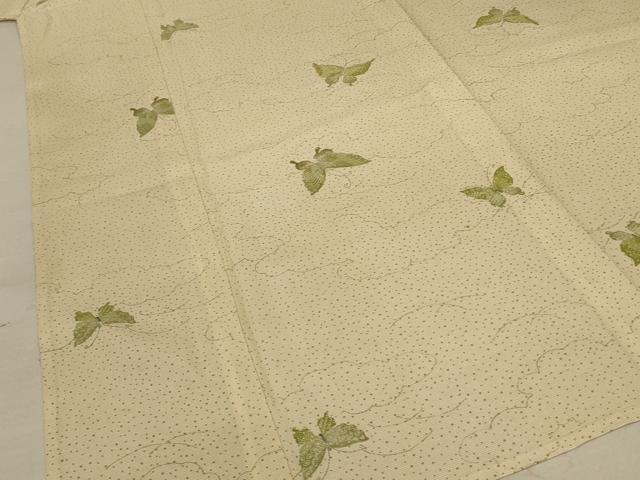 平和屋着物＊夏物　小紋　絽　雲取り舞蝶文　正絹　逸品　AABD3298jd