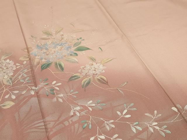 平和屋着物＊夏物 訪問着 絽 紫陽花 暈し染め 銀彩 正絹 逸品 AABD3300jd