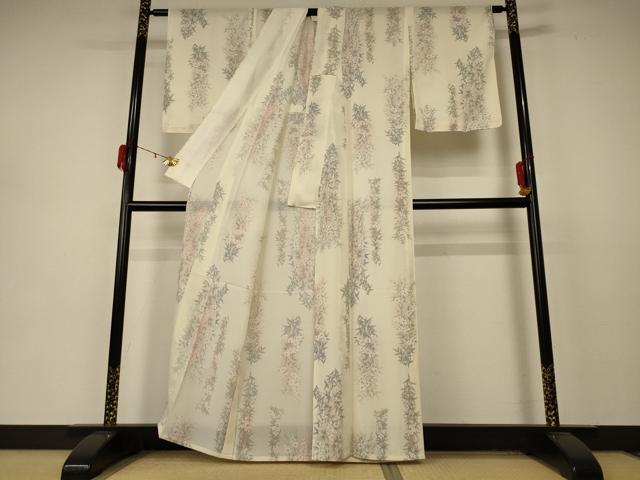 平和屋着物＊夏物　小紋　絽　草花文　正絹　逸品　未使用　AABD3301jd