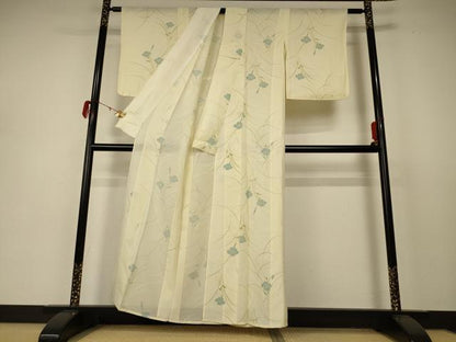 平和屋着物＊夏物 小紋 絽 草花文 正絹 逸品 AABD3302jd