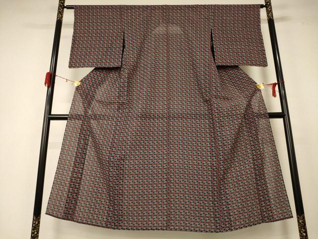 平和屋着物＊夏物 小紋 絽 枝葉文 正絹 逸品 未使用 AABD3303jd