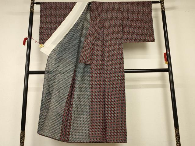 平和屋着物＊夏物 小紋 絽 枝葉文 正絹 逸品 未使用 AABD3303jd