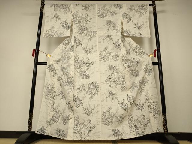 平和屋着物＊夏物 小紋 絽 草花文 正絹 逸品 AABD3304jd