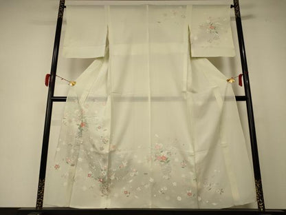 平和屋着物＊夏物 訪問着 絽 駒刺繍 飾花文 暈し染め 銀彩 正絹 逸品 AABD3305jd