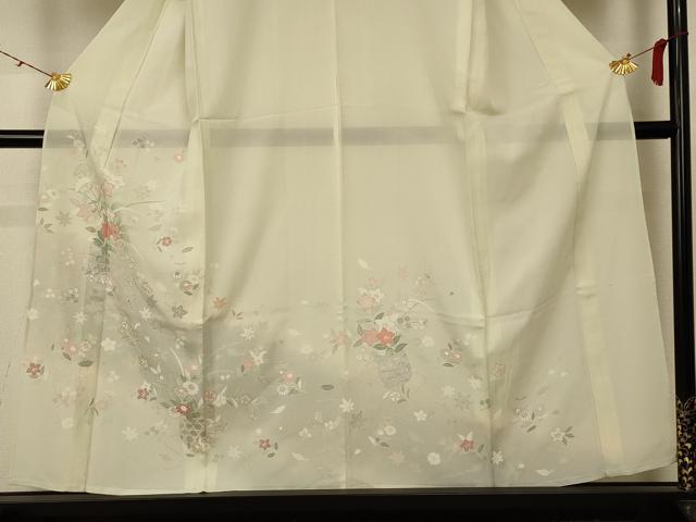 平和屋着物＊夏物 訪問着 絽 駒刺繍 飾花文 暈し染め 銀彩 正絹 逸品 AABD3305jd