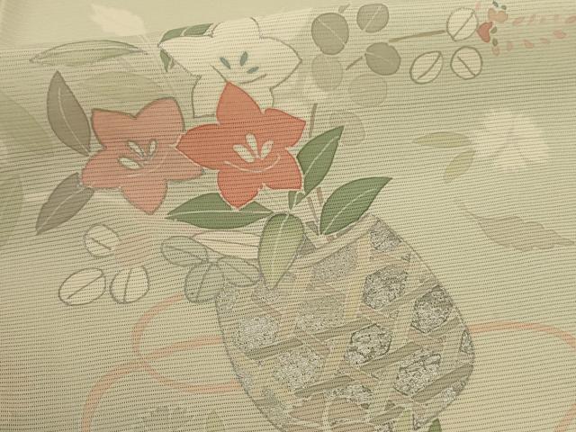 平和屋着物＊夏物 訪問着 絽 駒刺繍 飾花文 暈し染め 銀彩 正絹 逸品 AABD3305jd