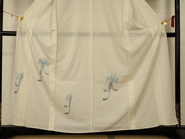 平和屋着物＊夏物 訪問着 絽 刺繍 結び紐文 銀彩 高島屋扱い 正絹 逸品 AABD3306jd