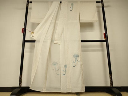 平和屋着物＊夏物 訪問着 絽 刺繍 結び紐文 銀彩 高島屋扱い 正絹 逸品 AABD3306jd