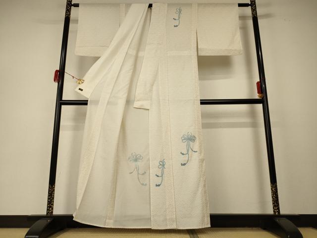 平和屋着物＊夏物 訪問着 絽 刺繍 結び紐文 銀彩 高島屋扱い 正絹 逸品 AABD3306jd