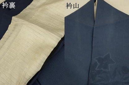 平和屋着物＊夏物 色無地 縦絽 草花紋紗 藍鉄色 正絹 逸品 AABD3313jd