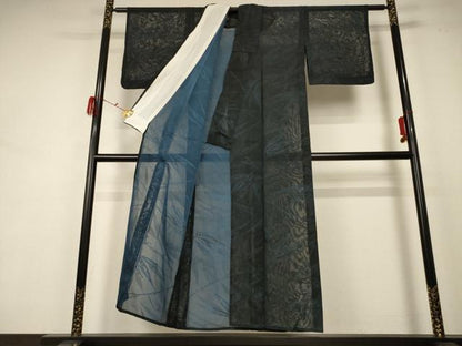 平和屋着物＊夏物 小紋 紗 草葉文 正絹 逸品 AABD3318jd