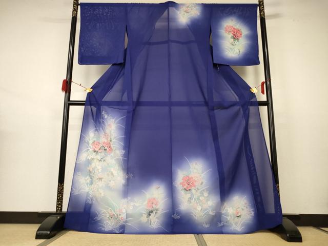 平和屋着物＊夏物 訪問着 絽 草花文 暈し染め 洗える着物 未使用 AABD3322jd