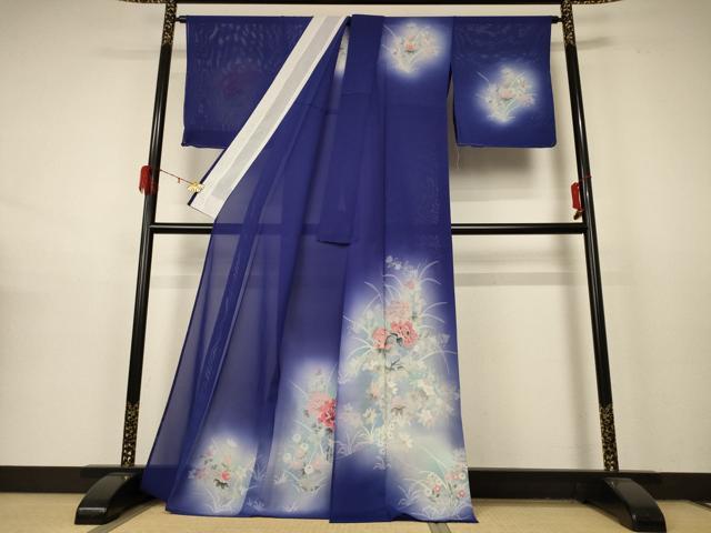 平和屋着物＊夏物 訪問着 絽 草花文 暈し染め 洗える着物 未使用 AABD3322jd