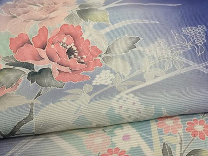 平和屋着物＊夏物 訪問着 絽 草花文 暈し染め 洗える着物 未使用 AABD3322jd