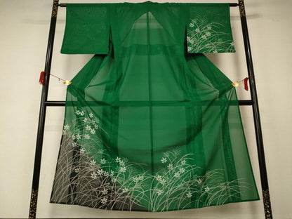 平和屋着物＊夏物 訪問着 絽 草花文 洗える着物 AABD3325jd