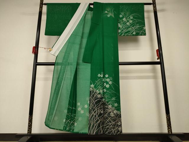 平和屋着物＊夏物 訪問着 絽 草花文 洗える着物 AABD3325jd