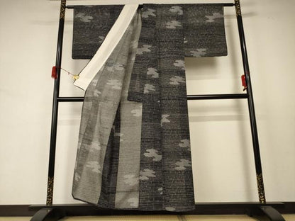 平和屋着物＊夏物 小紋 絽 横段文 洗える着物 AABD3326jd