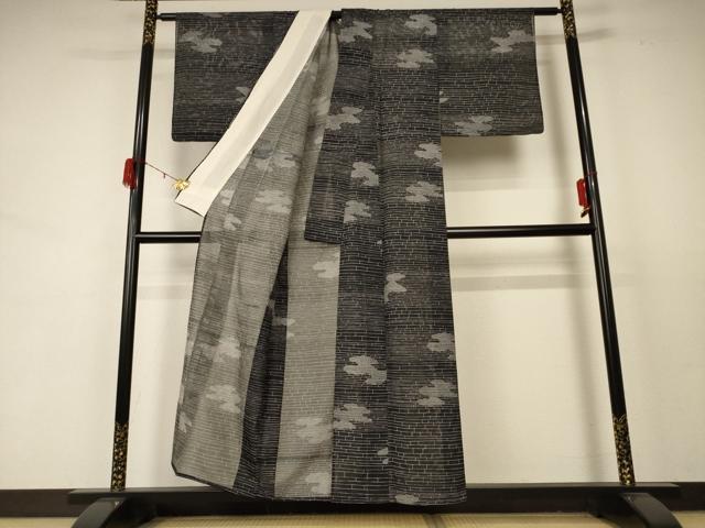 平和屋着物＊夏物 小紋 絽 横段文 洗える着物 AABD3326jd