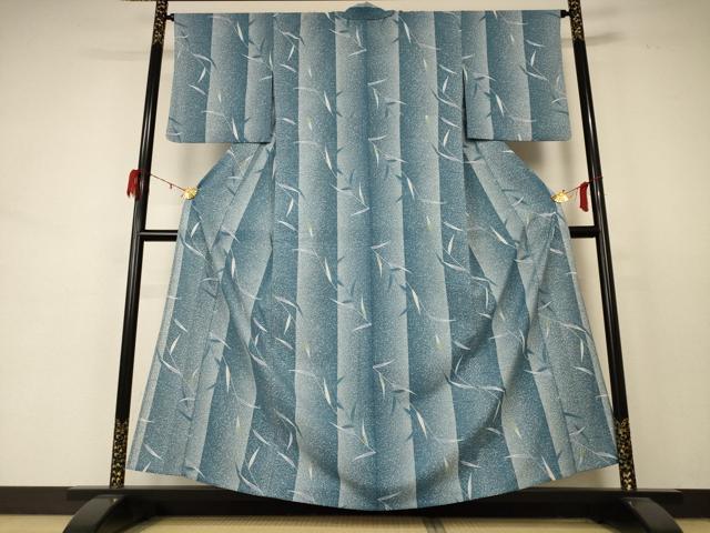 平和屋着物＊夏物 小紋 絽 枝葉文 洗える着物 AABD3329jd
