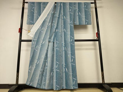 平和屋着物＊夏物 小紋 絽 枝葉文 洗える着物 AABD3329jd