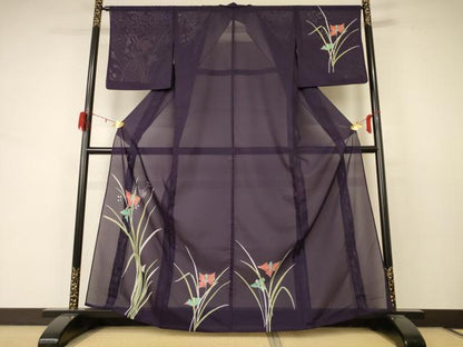 平和屋着物＊夏物 訪問着 絽 草花文 洗える着物 AABD3332jd