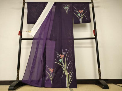 平和屋着物＊夏物 訪問着 絽 草花文 洗える着物 AABD3332jd