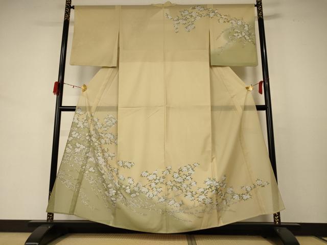 平和屋着物＊夏物 訪問着 絽 草花文 暈し染め 金銀彩 洗える着物 AABD3333jd