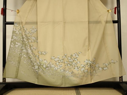 平和屋着物＊夏物 訪問着 絽 草花文 暈し染め 金銀彩 洗える着物 AABD3333jd
