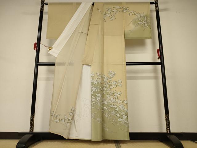 平和屋着物＊夏物 訪問着 絽 草花文 暈し染め 金銀彩 洗える着物 AABD3333jd