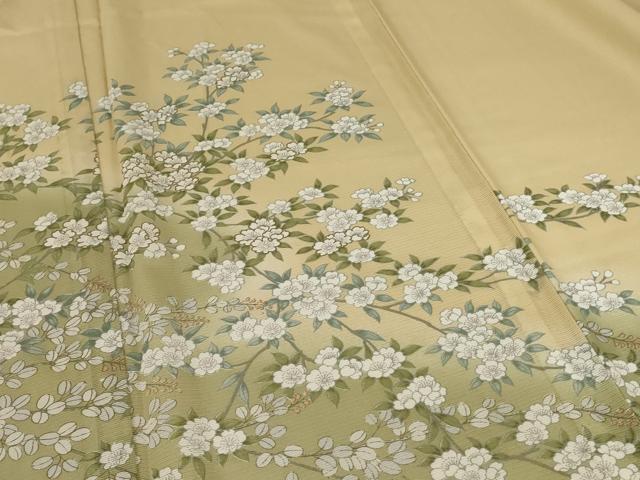 平和屋着物＊夏物 訪問着 絽 草花文 暈し染め 金銀彩 洗える着物 AABD3333jd