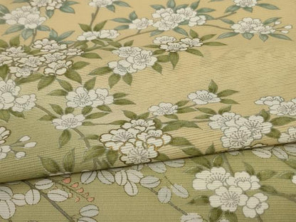 平和屋着物＊夏物 訪問着 絽 草花文 暈し染め 金銀彩 洗える着物 AABD3333jd