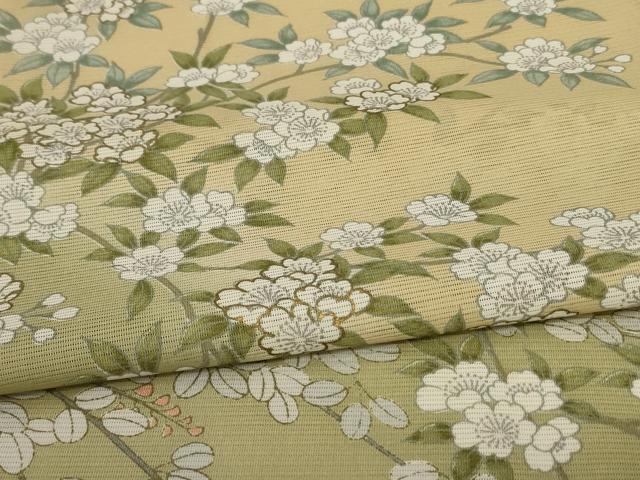 平和屋着物＊夏物 訪問着 絽 草花文 暈し染め 金銀彩 洗える着物 AABD3333jd