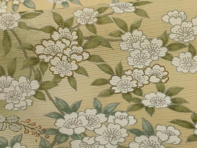 平和屋着物＊夏物 訪問着 絽 草花文 暈し染め 金銀彩 洗える着物 AABD3333jd