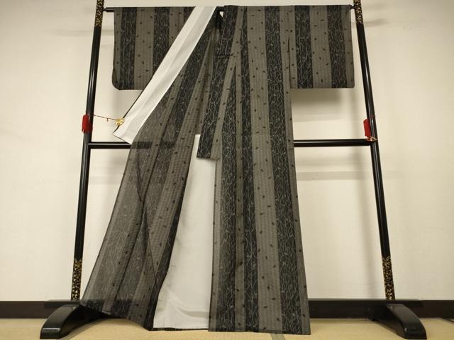 平和屋着物＊夏物 小紋 紗 枝葉間道 洗える着物 AABD3340jd