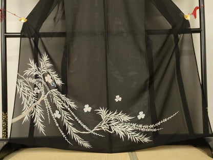 平和屋着物＊夏物 黒留袖 絽 草花文 AABD3344jd