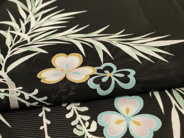 平和屋着物＊夏物 黒留袖 絽 草花文 AABD3344jd