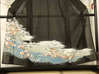 平和屋着物＊夏物 黒留袖 絽 作家物 風景文 金彩 正絹 逸品 AABD3347jd