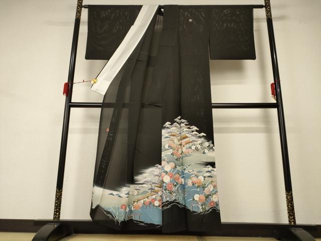 平和屋着物＊夏物 黒留袖 絽 作家物 風景文 金彩 正絹 逸品 AABD3347jd