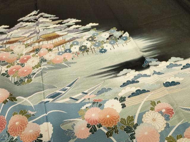 平和屋着物＊夏物 黒留袖 絽 作家物 風景文 金彩 正絹 逸品 AABD3347jd