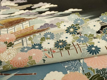 平和屋着物＊夏物 黒留袖 絽 作家物 風景文 金彩 正絹 逸品 AABD3347jd