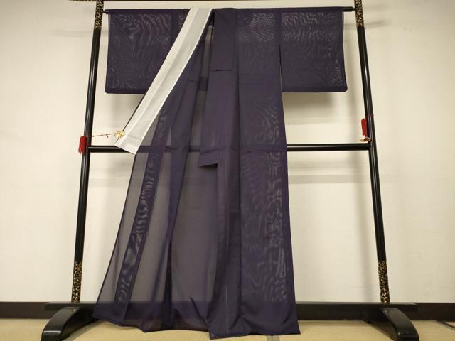 平和屋着物＊夏物 色無地 絽 黒紅色 洗える着物 AABD3349jd