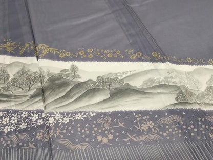 平和屋着物＊夏物 訪問着 絽 手描き 風景文 洗える着物 AABD3351jd